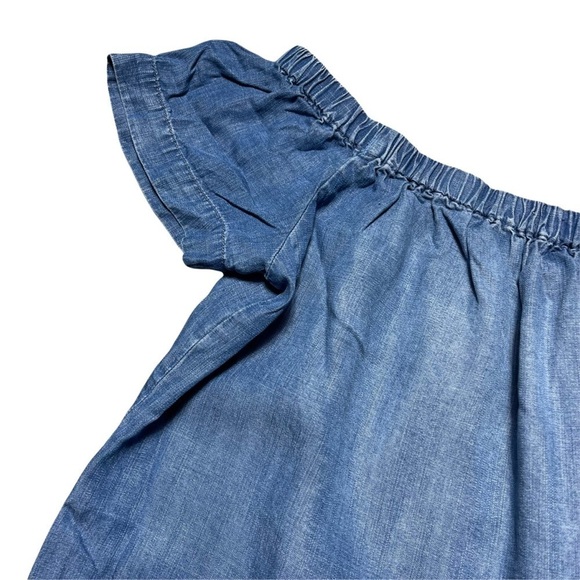 Cloth & Stone Blue Denim Off the Shoulder Mini Dress M - Picture 6 of 8